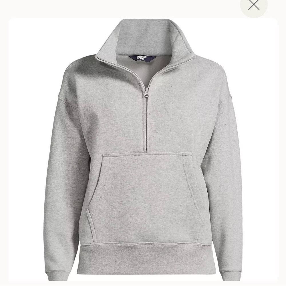 Lands End Women's Relaxed Serious Sweats‎ Long Sleeve 1/2 Zip Sweatshirt S 14-16